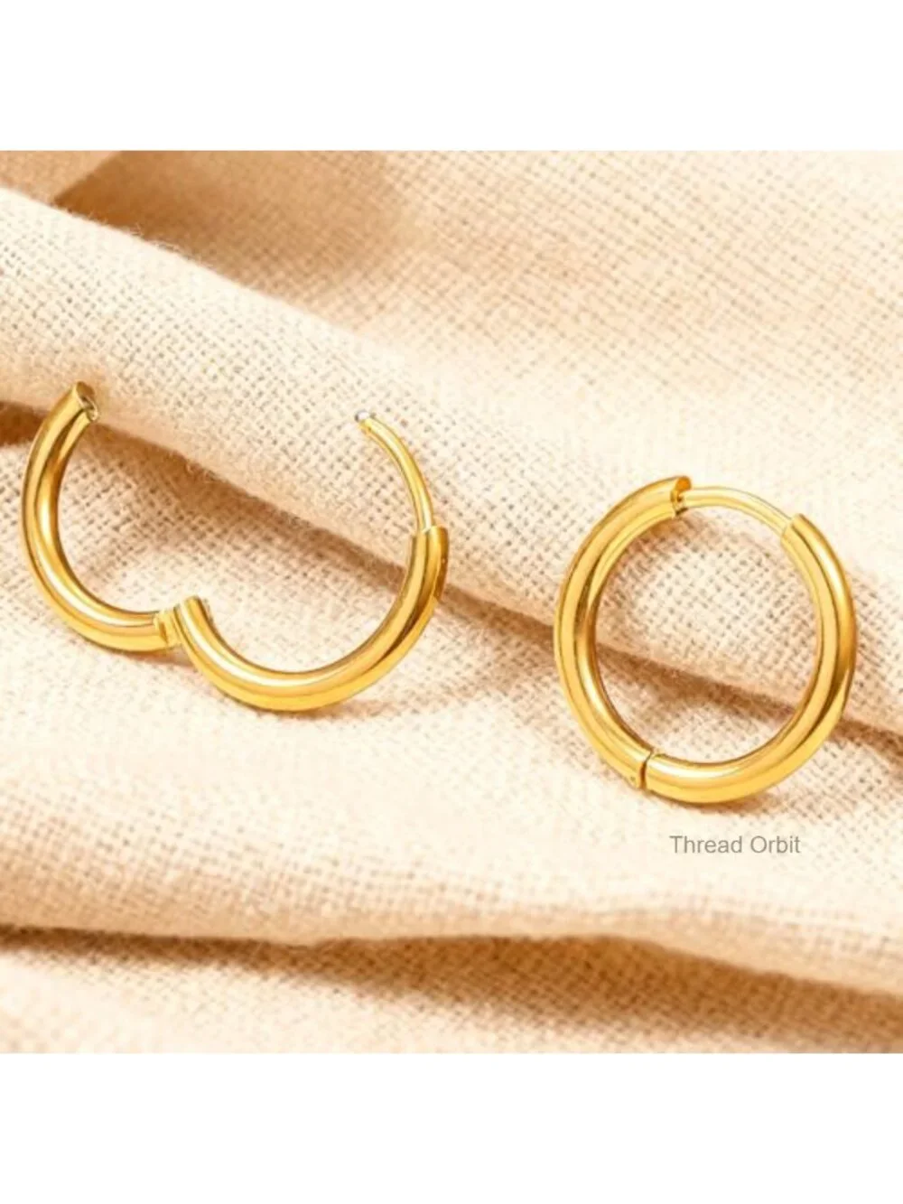 4 Pair Gold Plated Stainless Steel Small Huggie Hoop Earrings Set for Women